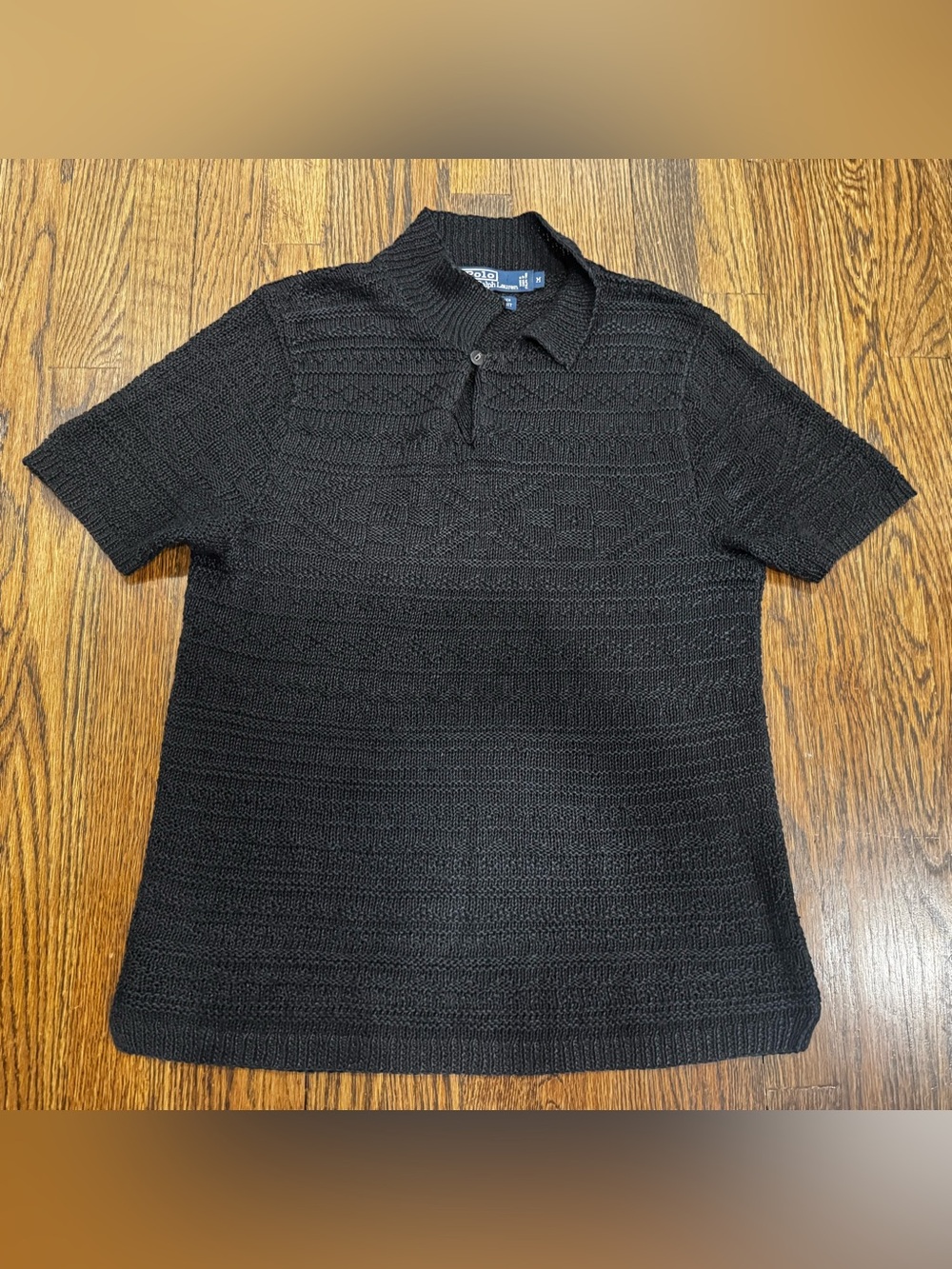 VINTAGE POLO RALPH LAUREN HAND KNIT LINEN ITALIAN YARN DESIGNER SHIRT SZ MEDIUM